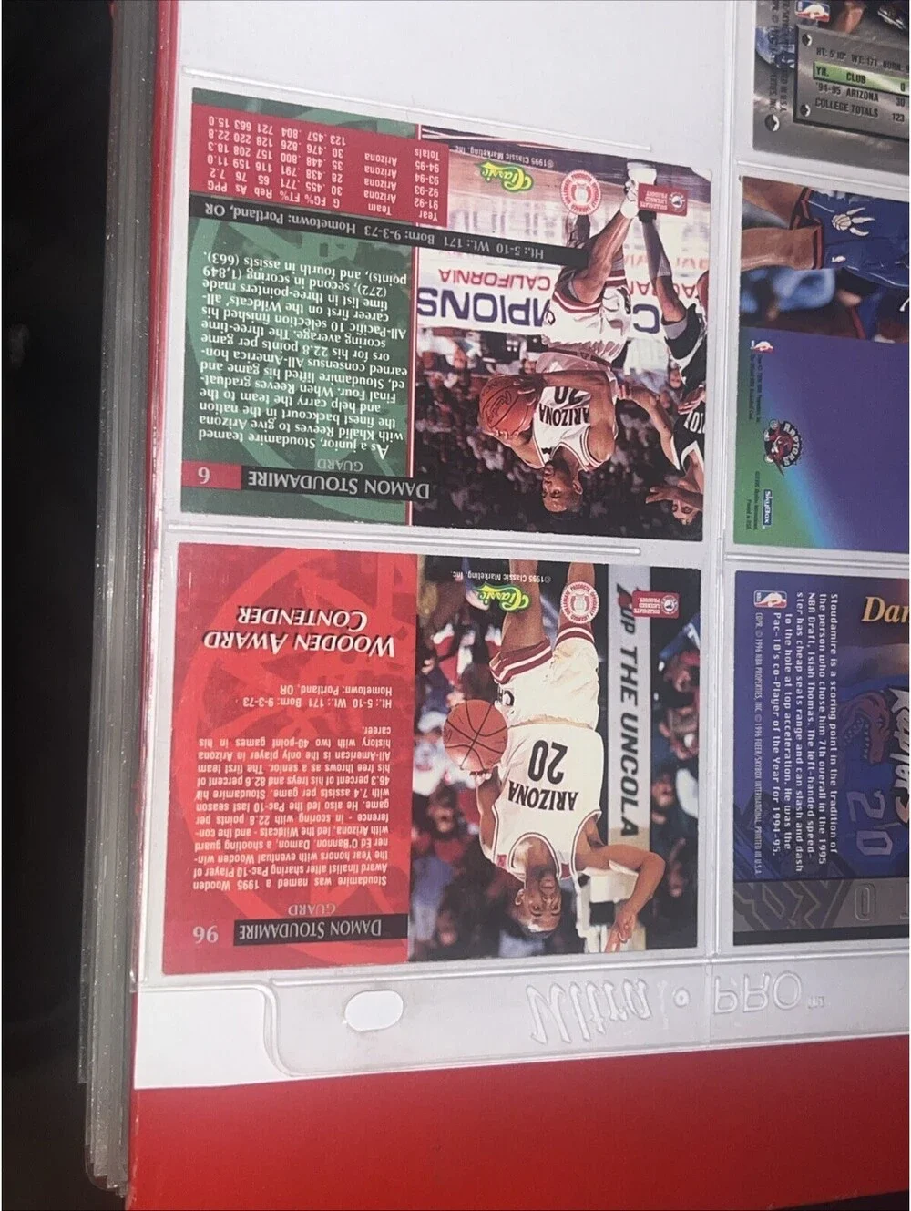 Lot Of 8 1995–96 rookie cards  Toronto Raptors Damon Stoudamire Basketball